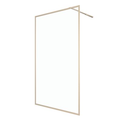 Paroi de douche latérale fixe 140x200 cm profilé or verre transparent 6 mm Golden Edge - AURLANE