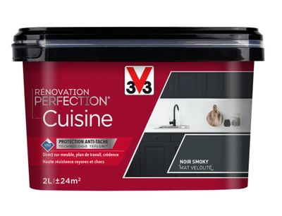 Peinture de rénovation pour cuisine noir smocky finition mate 2 L - V33