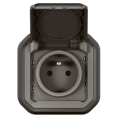Prise électrique étanche IP55 encastrable 2 pôles + terre Anthracite - Plexo LEGRAND