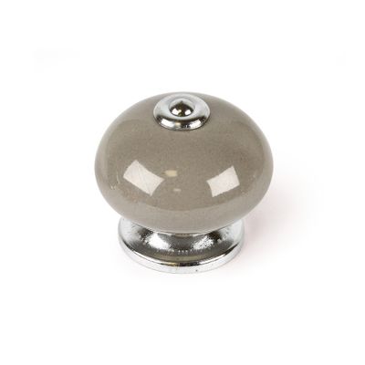 Bouton de meuble boule porcelaine grise diamètre 40 mm REI