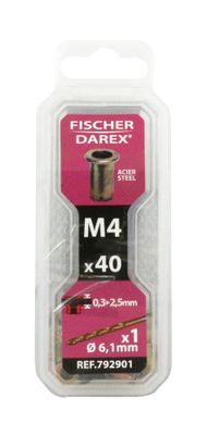 Écrous à sertir tête plate M4 - FISCHER DAREX