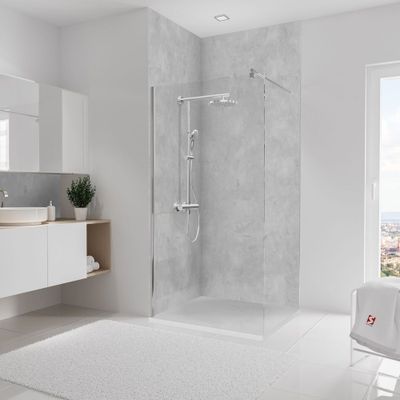 Panneaux muraux de douche 100+100x255 cm béton ciré DécoDesign Softtouch - SCHULTE