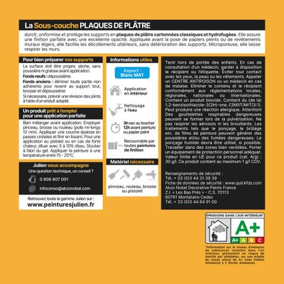 Sous-couche J6 plaque de plâtre 0,5 L - JULIEN