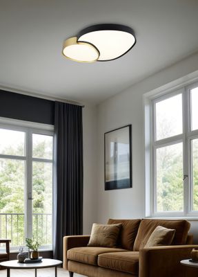 Plafonnier LED Rise or et noir 5300 lumens blanc variable CCT - TRIO