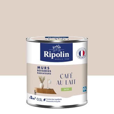Peinture murs, boiseries et radiateurs café au lait satin 0,5 L - RIPOLIN