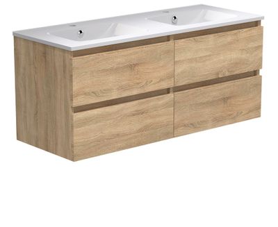Meuble de salle de bains 4 tiroirs Bois clair 120 cm Evasion - CONCILIO
