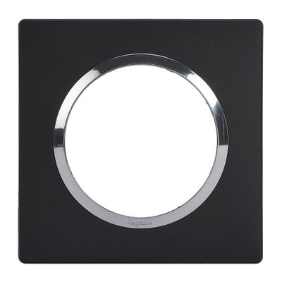 Plaque de finition 1 poste carrée Noir et chrome - Dooxie LEGRAND