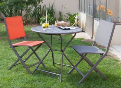 Table de jardin pliante GUERIDON aluminium graphite ø 80 cm, Livraison à domicile incluse - PROLOISIRS