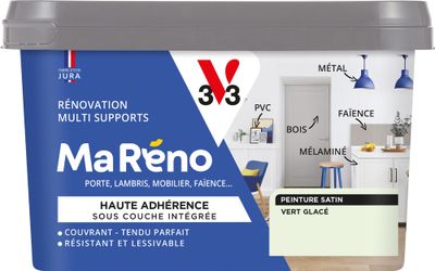 Peinture de rénovation multi- V33supports MaRéno vert glacé finition satinée 0,5 L  - V33
