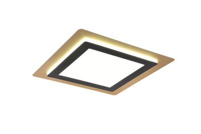 Plafonnier MORGAN carré or et noir LED 46W 6000 lumens blanc dynamique CCT - TRIO