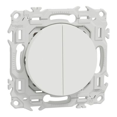 Double interrupteur va-et-vient ou poussoir Odace 2025 blanc - SCHNEIDER ELECTRIC