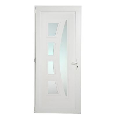 Porte d'entrée Berlin pvc blanc poussant droit 215 X 90 cm CLOSY