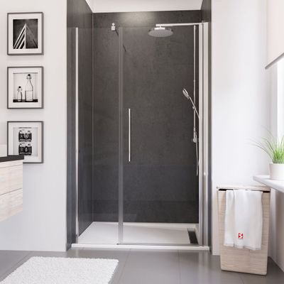 Porte de douche pivotante 160x192 cm profilé chrome verre transparent 5 mm New Style - SCHULTE