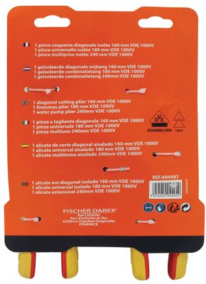 Jeu de 3 pinces isolées VDE 1000V FISCHER DAREX