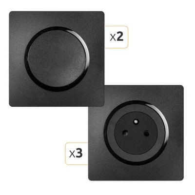 Prises 2 pôles + terre affleurantes par 3 et va-et-vient par 2 noir Casual Evo - DEBFLEX