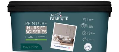 Peinture mur et boiserie Bleu Canard satin 2,5 L - LA FABRIQUE