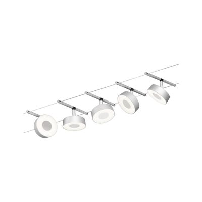 Spots sur câbles LED kit 5x5W 3000K 12V chrome dépoli WIRE CIRCLE CORDUO PAULMANN