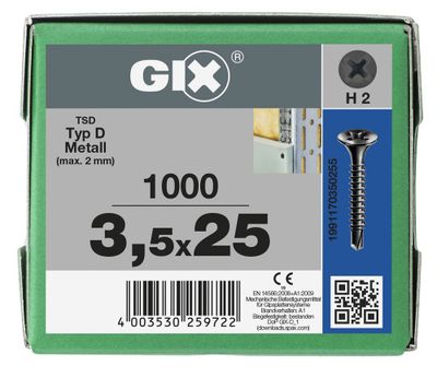 Vis plaque de plâtre 3.5 x 25 mm par 1000 SPAX