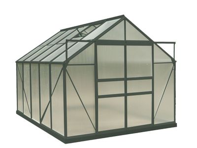Serre jardin en aluminium  verte en polycarbonate 7,44 m², Livraison à domicile incluse - HABRITA