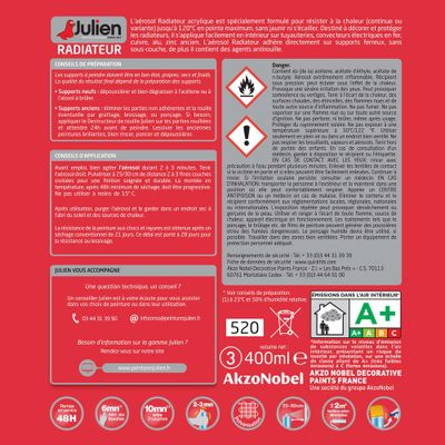 Peinture en aérosol spéciale radiateur blanc cassé satin 400 ml JULIEN