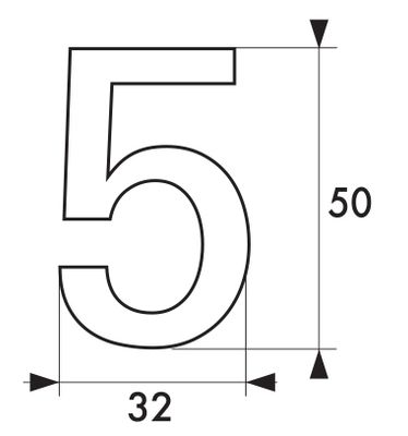 Chiffre 5 adhésif hauteur 50 mm ABS doré THIRARD