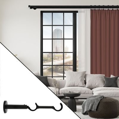 Support ouvert double extensible en métal diam 28 mm Finition Noir brillant - MOBOIS