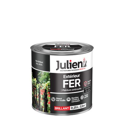 Peinture fer antirouille noir RAL 9005 brillant 250 mL - JULIEN