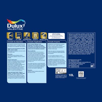 Peinture acrylique Haute Résistance Blanc mat 10 L - DULUX VALENTINE