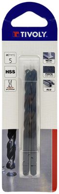 Foret métaux taillé meuléHSS-Revêtu STEAM-DIN338-h8Pointe en croix court diamètre 5 mm par2 TIVOLY