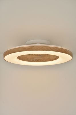 Ventilateur de plafond silencieux avec lumière LED + télécommande Blanc/bois Ø60cm - Zuma COREP