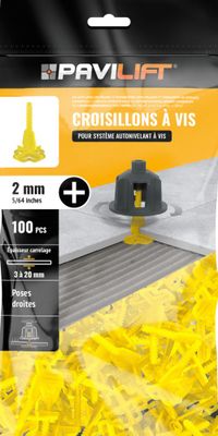 Croisillons de carrelage autonivelants en croix 2 mm jaune sachet de 100 PAVILIFT