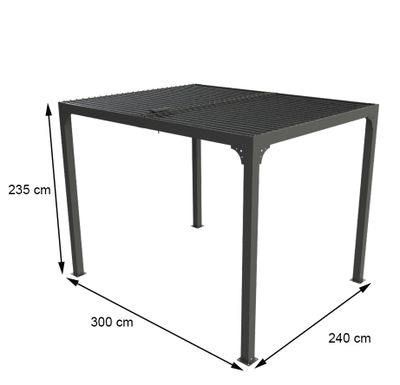 Pergola bioclimatique autoportante manuelle aluminium balcon et terrasse PER2430BI gris 7,2 m², Livraison à domicile incluse - HABRITA
