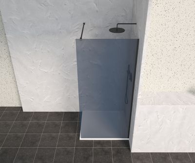 Paroi de douche à l'italienne 90x200 cm profilé noir verre fumé 8 mm Signature - OCEA