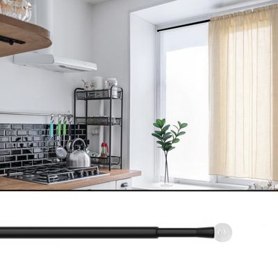 Tringle de vitrage extensible en métal de 0.6 à 1 m diam 7 Finition Noir mat - MOBOIS