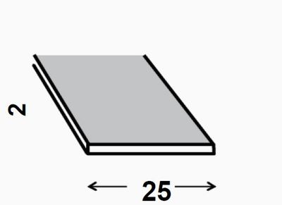 Profilé plat aluminium laqué blanc 25 x 2 mm 2 m CQFD