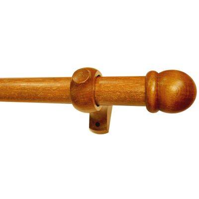 Kit de tringle à rideaux en bois 2 m diam 28 mm Finition Bois merisier - MOBOIS