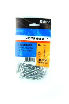 Tirefond Kovervit TH 6.5 x 50 mm par 12 MUSTAD
