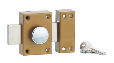 Verrou de porte intérieure à bouton et cylindre diamètre 40 mm doré 3 clés THIRARD