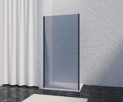 Paroi de douche latérale fixe 100x200 cm profilé noir verre fumé 8 mm Signature - OCEA