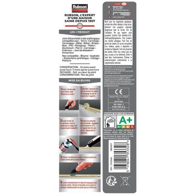 Mastic silicone neutre Adhérence extrême blanc 280 ml - RUBSON