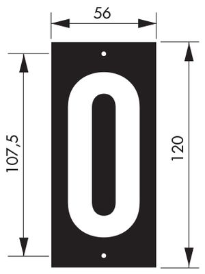 Plaque chiffre 0  à visser 56 x 130 mm fond noir THIRARD