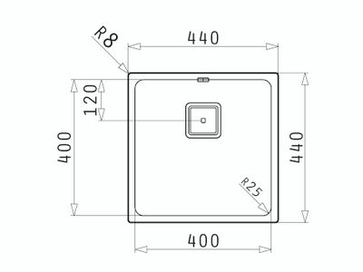 Evier 1 cuve carré finition lisse 40 x 40 cm NORD INOX