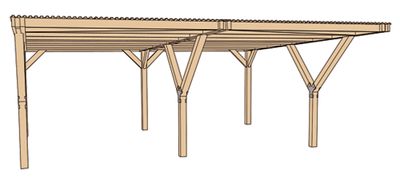 Carport double en Y avec toit en PVC 612, Livraison à domicile incluse - WEKA