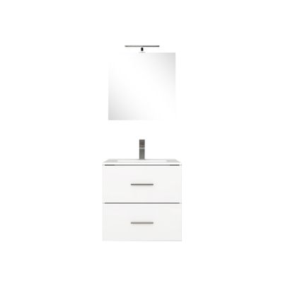 Meuble de salle de bains Volta 2 tiroirs L60 x H50 x P46 cm MDF blanc