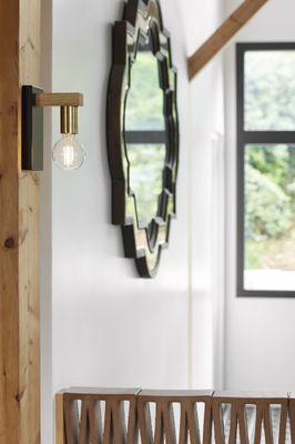 Applique E27 Lore noir, bois et laiton 15W - COREP