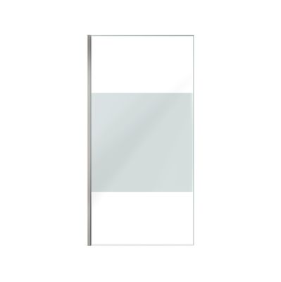 Paroi de douche à l'italienne 100x200 cm profilé chrome verre dépoli 8 mm Parma - AURLANE