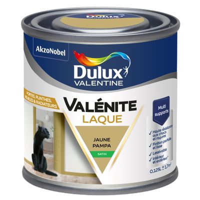 Peinture Boiseries Laque Acrylique ValéniteJaune Pampa Satin 125 mL- DULUX VALENTINE