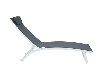 Bain de soleil aluminium blanc et textilène  gris VALENCIA - BOCARNEA