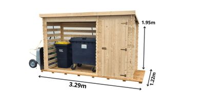Abri bûches mono pente en madriers bois massif sans plancher 3,05 m², Livraison à domicile incluse - HABRITA