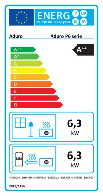 Poêle à granulés 6,3 kW P6 avec sortie supérieure 7 étoiles flammes vertes - ADURO